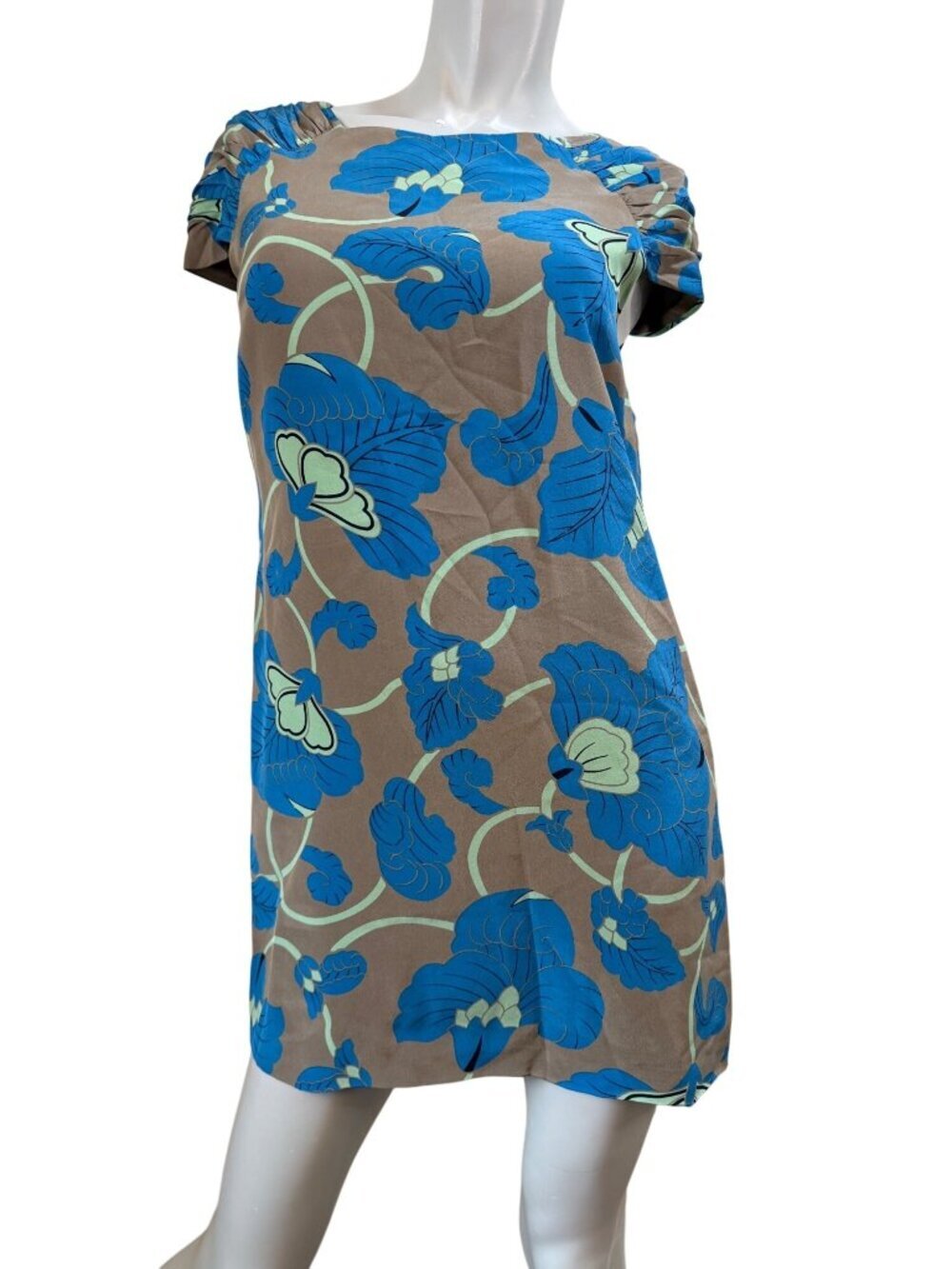 Silk Abstract Floral Print Sheath Mini Dress Botanical Garden Euro Size 2